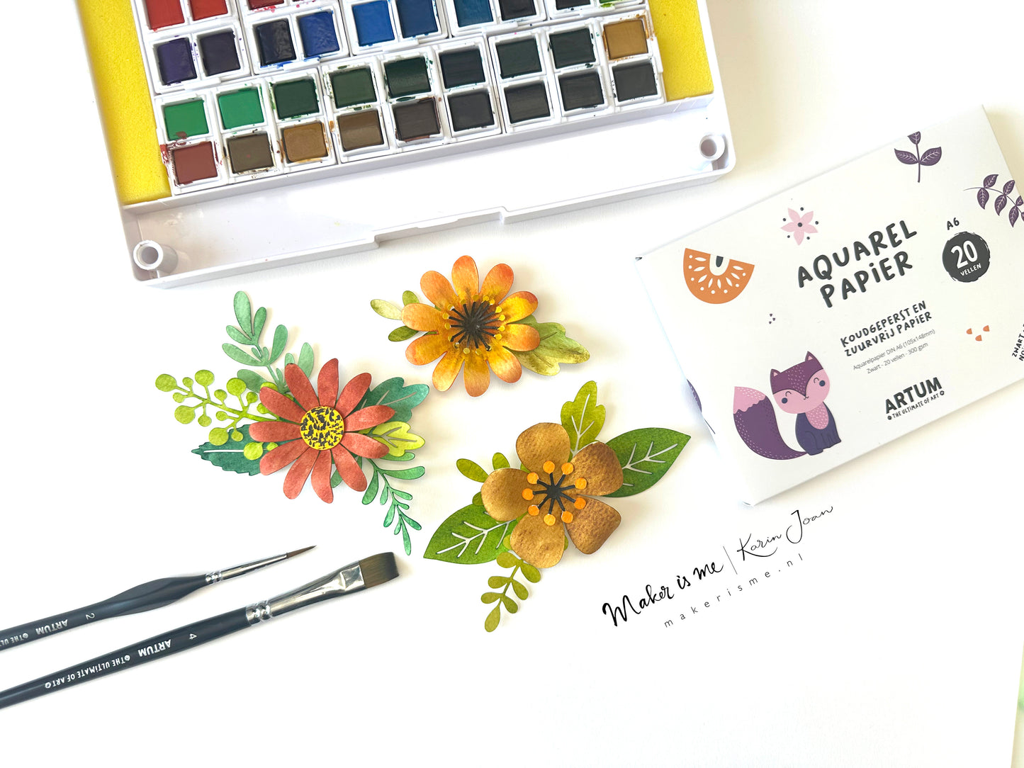 Zaterdag 10-10-2026 - Creaweekend 2026 Workshop - 3D Aquarel Bloemen kaartje of 3D Aquarel Bloemen Deco