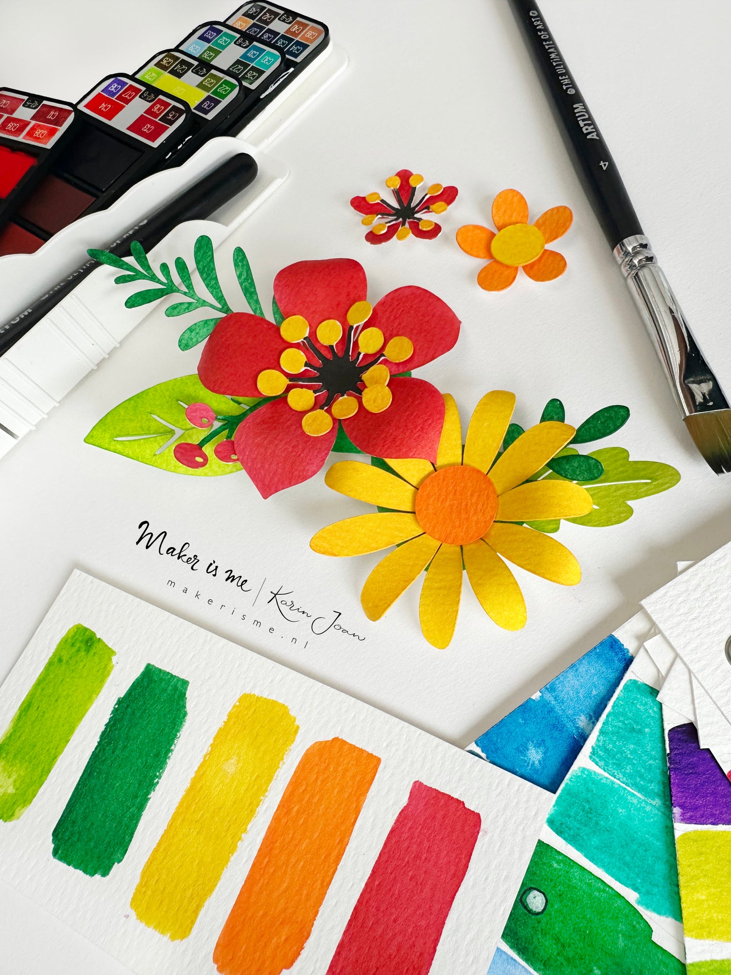 Zaterdag 10-10-2026 - Creaweekend 2026 Workshop - 3D Aquarel Bloemen kaartje of 3D Aquarel Bloemen Deco