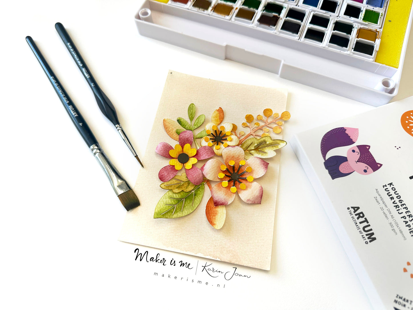 Zaterdag 10-10-2026 - Creaweekend 2026 Workshop - 3D Aquarel Bloemen kaartje of 3D Aquarel Bloemen Deco