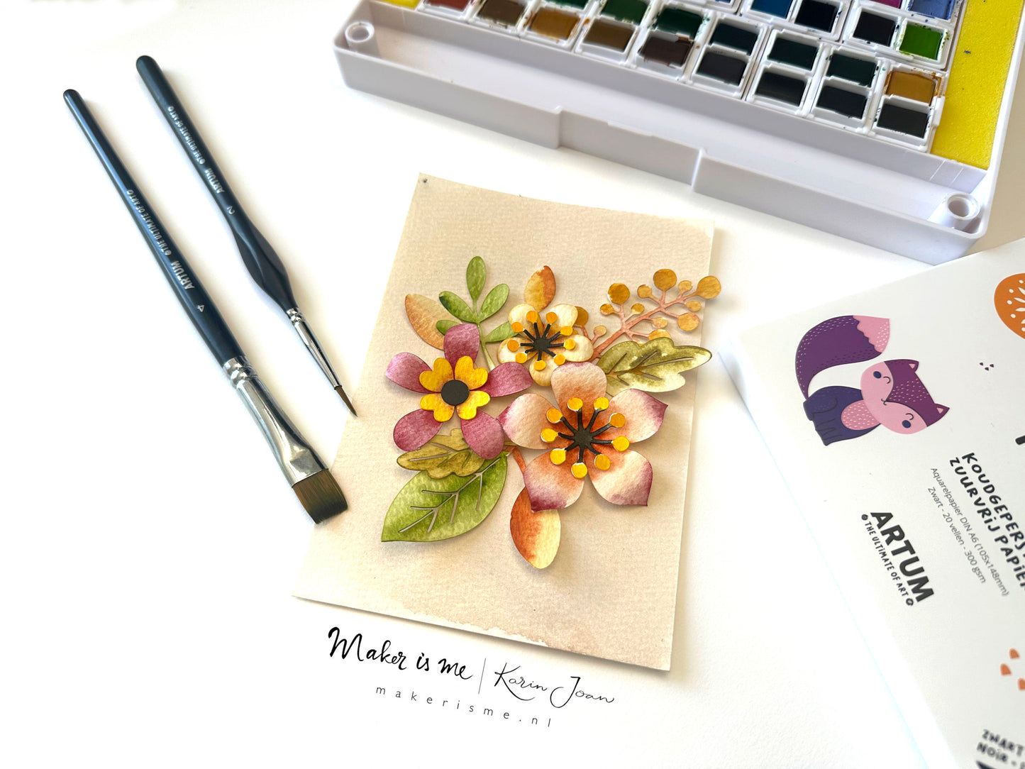 Zaterdag 10-10-2026 - Creaweekend 2026 Workshop - 3D Aquarel Bloemen kaartje of 3D Aquarel Bloemen Deco