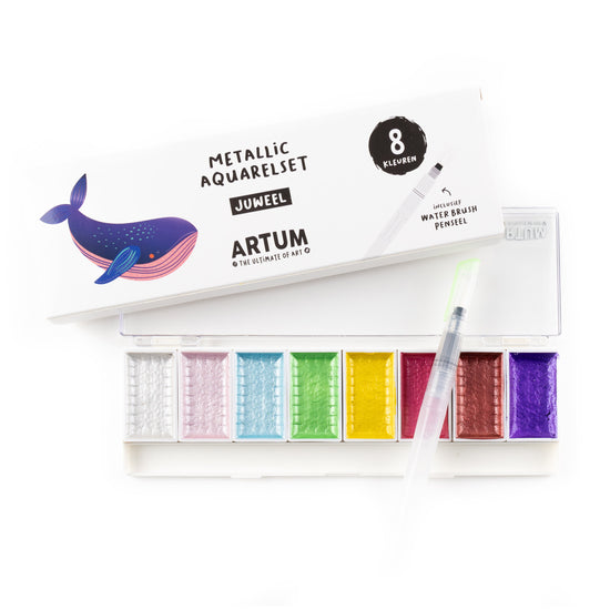 Aquarel Verf Set - Juweel Metallic 8 Kleuren