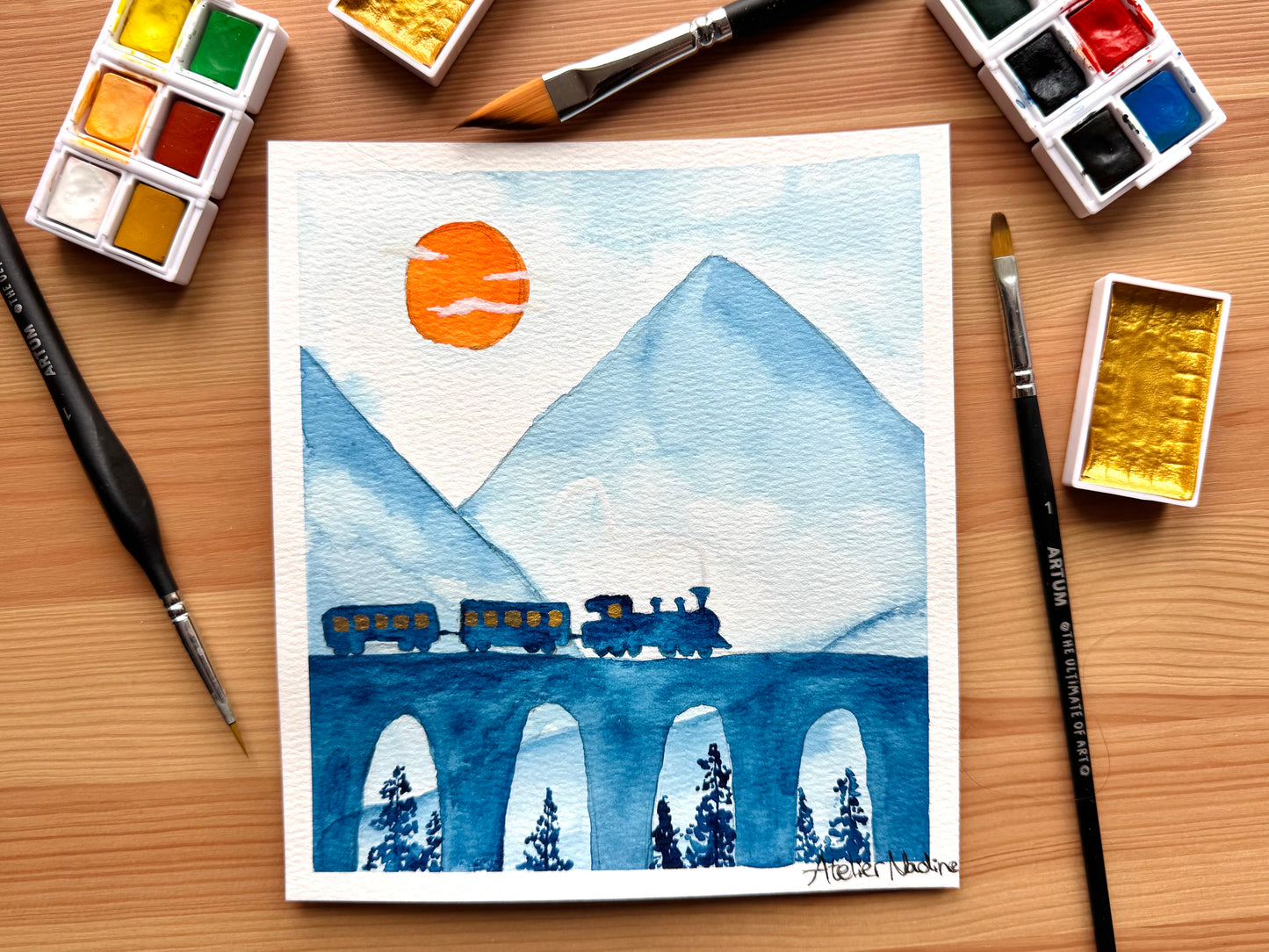 Kreadoe 2025 Workshop - Atelier Nadine - Schilder een winters landschap met aquarelverf