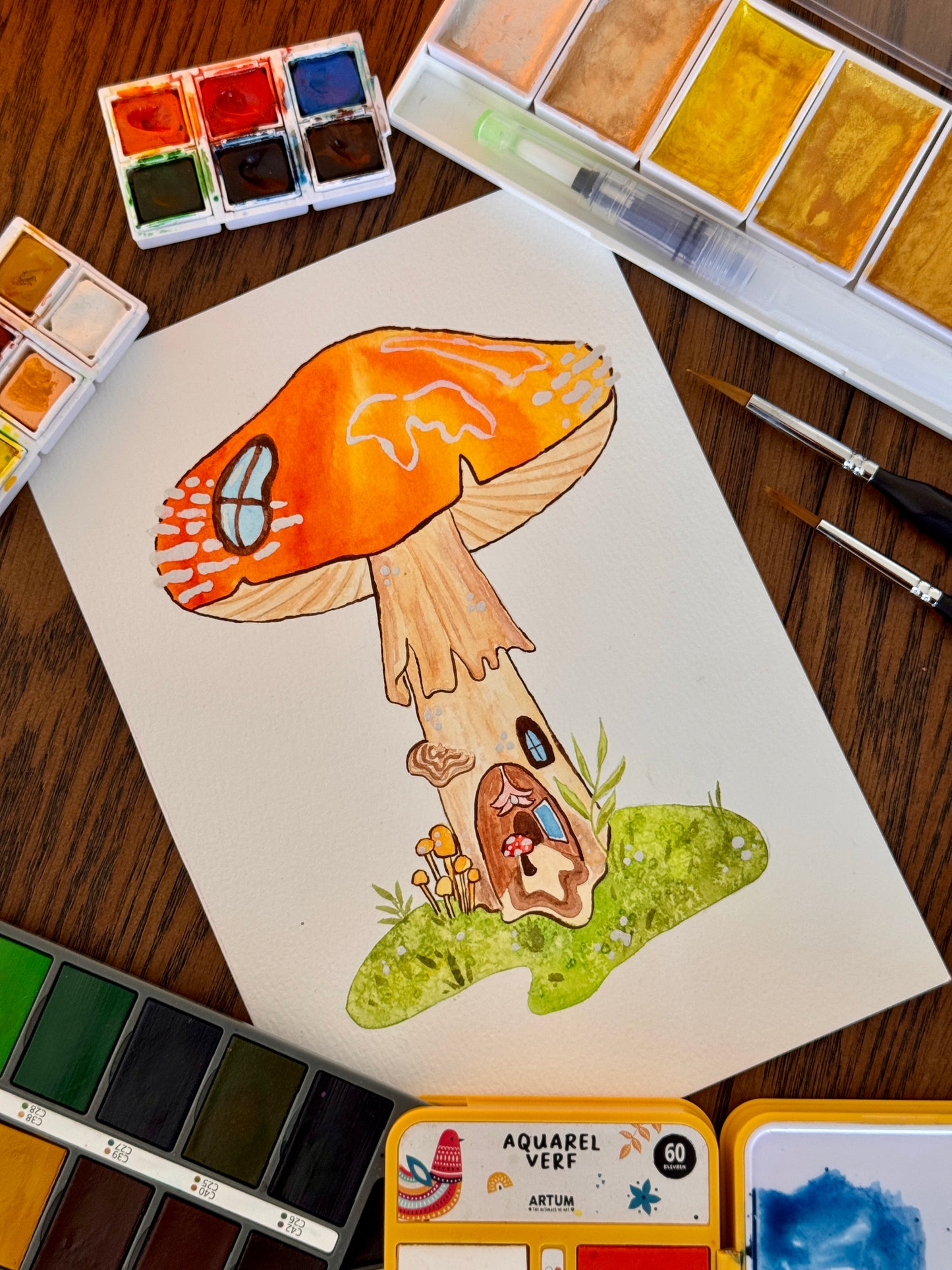 KreaDoe 2026 Workshop – Schilder je eigen sprookjesachtige paddenstoelen huisje met aquarel - StudioRagonda
